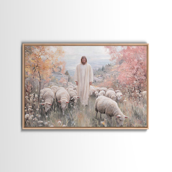Autumn Grace Walk, Framed Canvas Print, Christian Art Canvas, Christian Wall Art, Jesus Painting, Christian Decoration, Christian Gift Idea