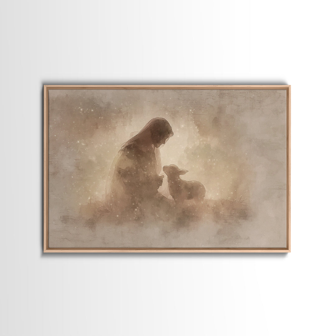 Dawnlight Sanctuary, Framed Canvas Print, Christian Art, Christian Art Canvas, Christian Wall Art, Jesus Painting, Modern Christian Art