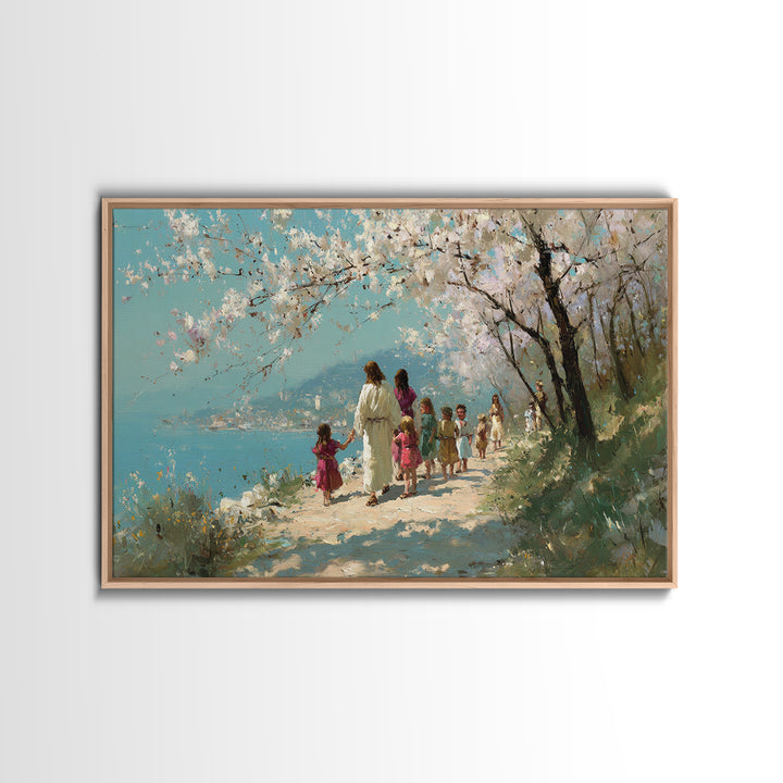 Blossoms Of Mercy | Framed Canvas Print | Christian Art Canvas | Modern Christian Art | Jesus Painting | Christmas Art Prints | Christian G