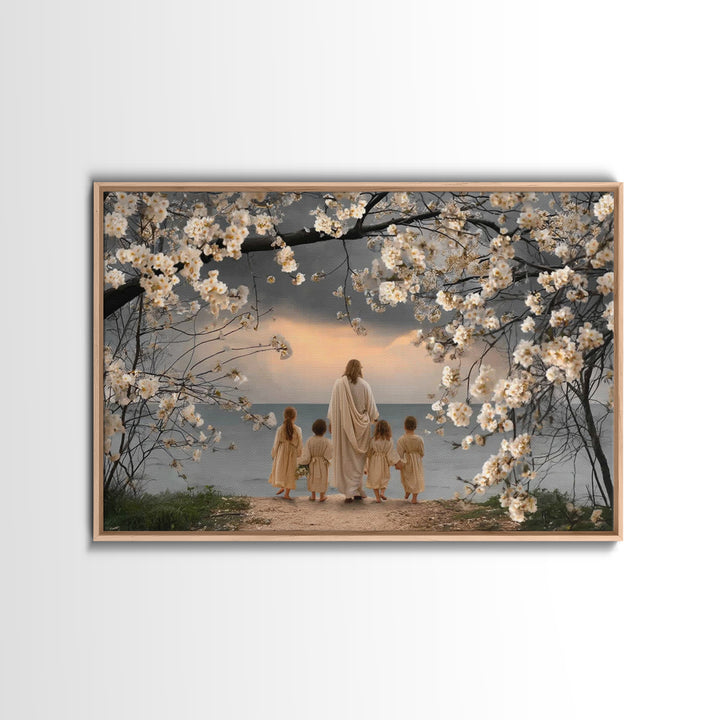 Shepherds Of Light, Framed Canvas Print, Christian Wall Art, Christian Painting, Jesus Canvas Art, Christian Christmas Decor, Large Christi