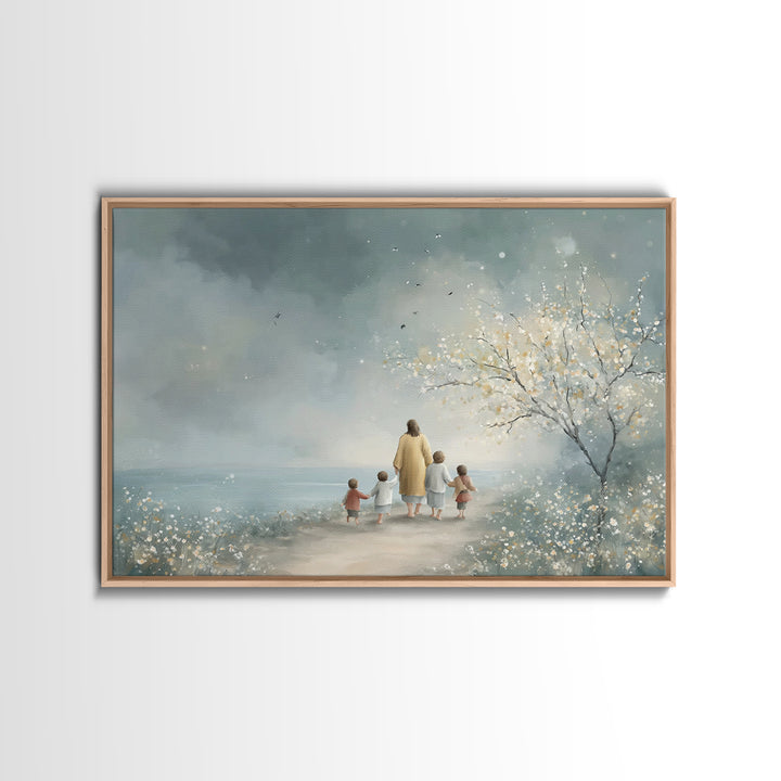 Sacred Stillness – Framed Canvas Print – Christian Wall Art – Jesus Art Print – Large Christian Painting – Christmas Art Work – Christian D