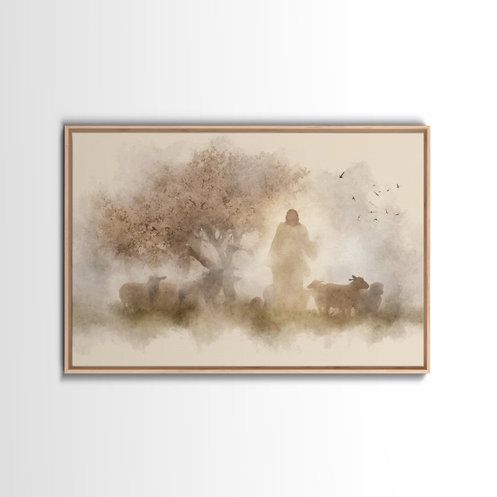 Divine Encounter – Framed Canvas Print – Christian Art – Moody Christmas Art – Christian Art Painting – Christmas Wall Art – Christian Art