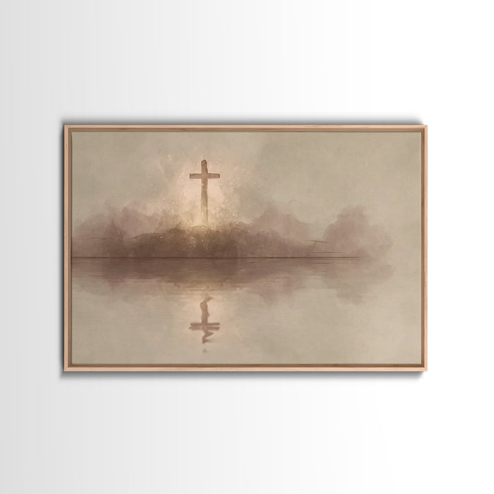 Starborne Cross – Framed Canvas Print – Christian Art – Christian Art Canvas – Moody Christian Art – Christian Art Painting – Christian Wal