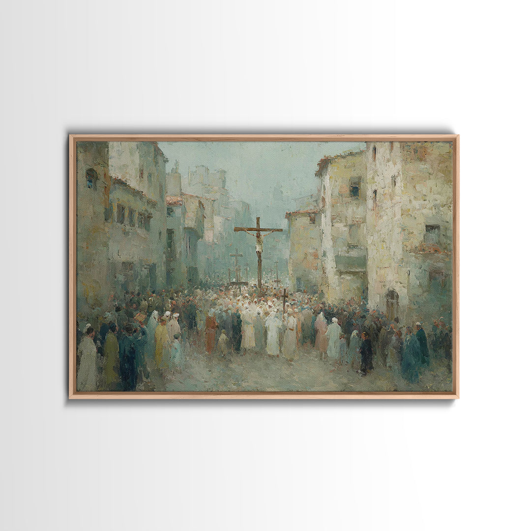 Angelic Assembly | Framed Canvas Print | Christian Art Print | Christian Wall Art | Christian Painting | Christmas Wall Art