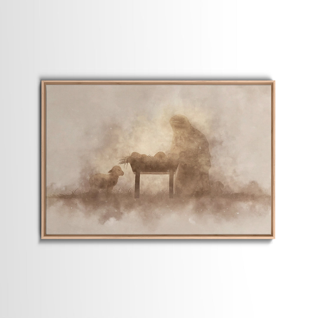 Humble Dawn Peace – Framed Canvas Print – Christmas Wall Art – Christian Christmas Art – Jesus Painting – Christian Art Canvas – Christmas