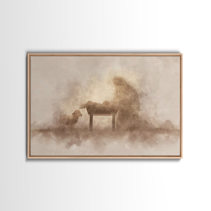 Humble Dawn Peace – Framed Canvas Print – Christmas Wall Art – Christian Christmas Art – Jesus Painting – Christian Art Canvas – Christmas