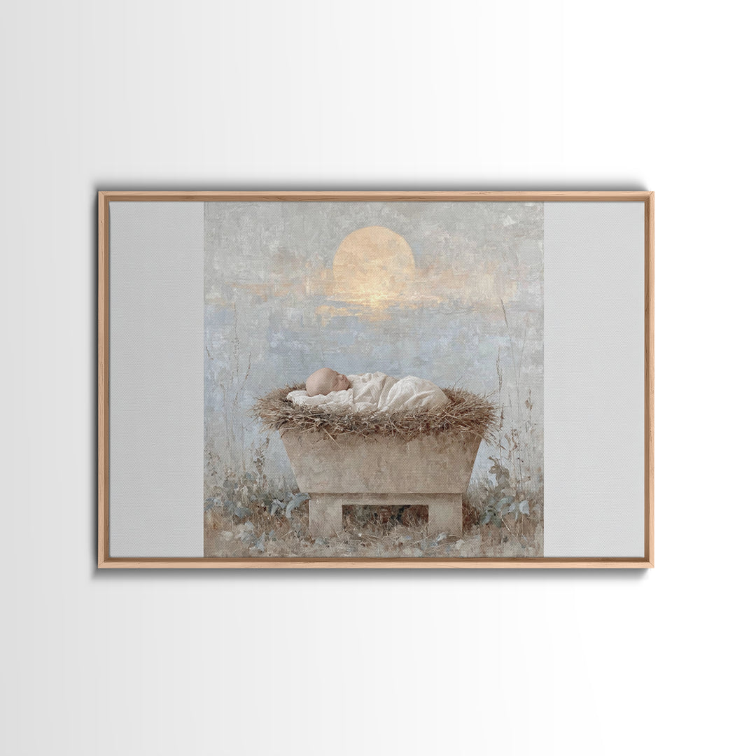 Starry Miracle – Framed Canvas Print – Christmas Art – Christian Christmas Art – Christian Art Canvas – Christmas Wall Art – Framed Christm