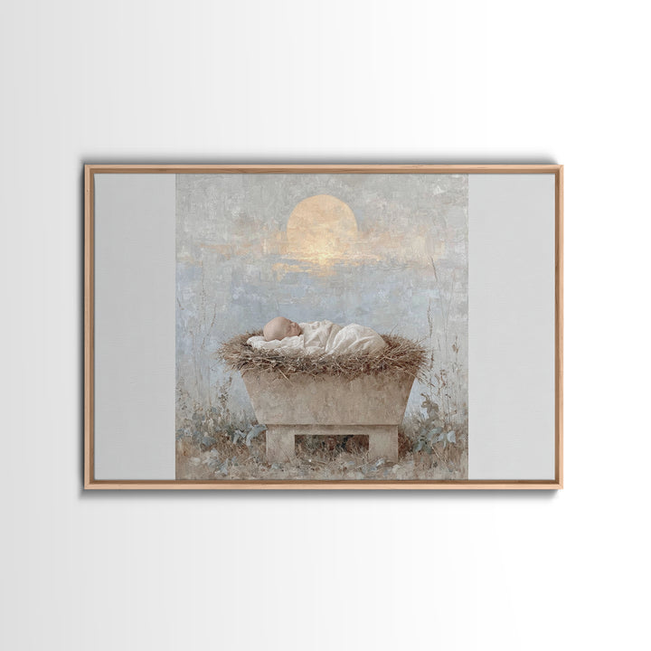 Starry Miracle – Framed Canvas Print – Christmas Art – Christian Christmas Art – Christian Art Canvas – Christmas Wall Art – Framed Christm