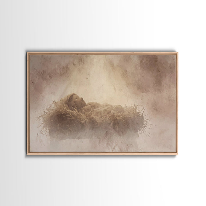 Sacred Nativity | Framed Canvas Print | Christian Art Canvas | Christmas Art | Christian Christmas Art | Christian Wall Art | Framed Christ