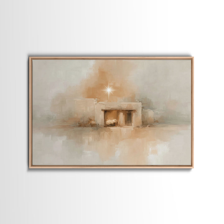 Golden Chapel Stillness – Framed Canvas Print – Christian Christmas Decor – Christmas Art Work – Christian Art Print – Christmas Wall Art