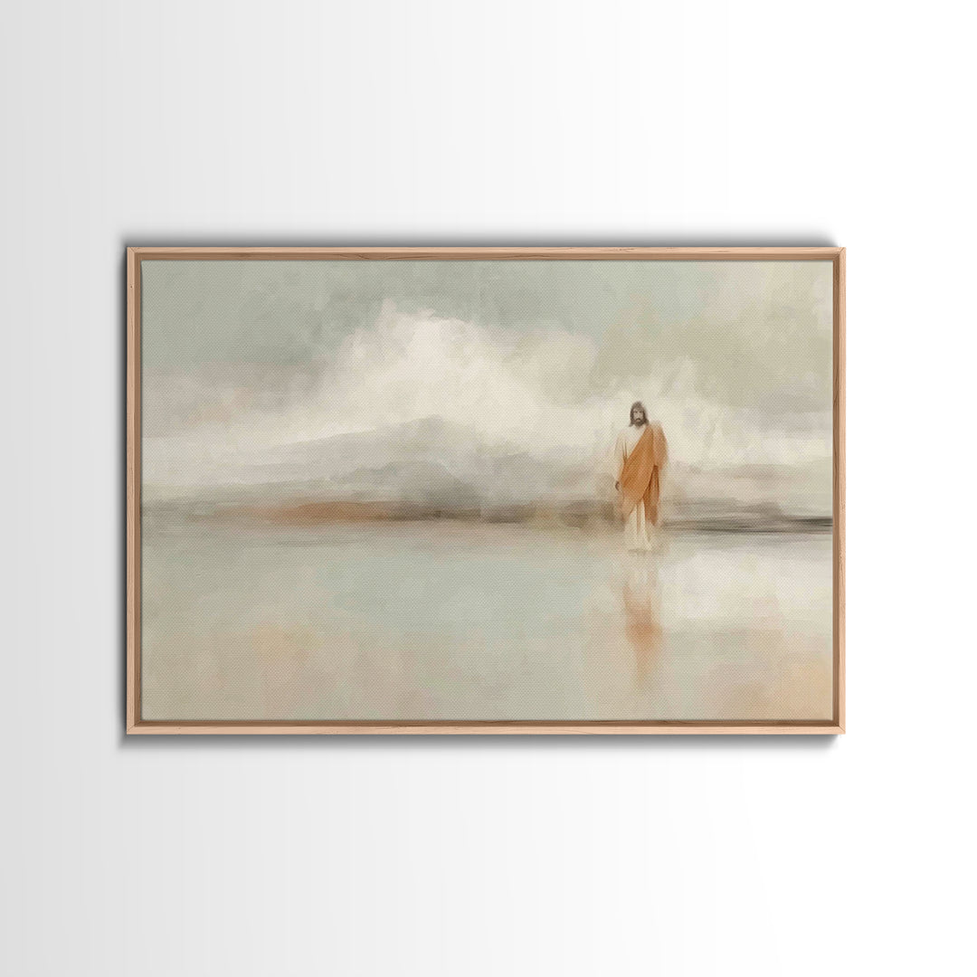 Gentle Bloom Lamb, Framed Canvas Print, Christian Art Painting, Christian Art Canvas, Christian Gift Ideas, Christian Wall Art, Subtle Chri