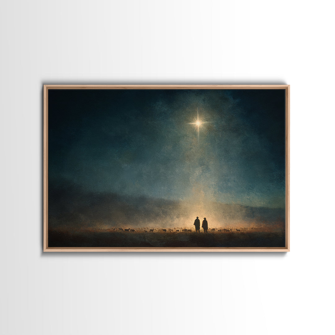 Star Of Hope – Framed Canvas Print – Christian Christmas Art – Christian Wall Art – Moody Christmas Art – Christmas Canvas Wall Art – Chris