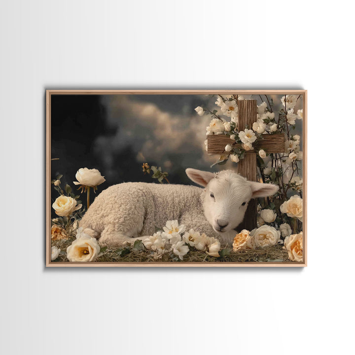 Quiet Meadow Hope, Framed Canvas Print, Christian Wall Art, Christian Art Print, Christian Painting, Modern Christian Art, Christian Christ