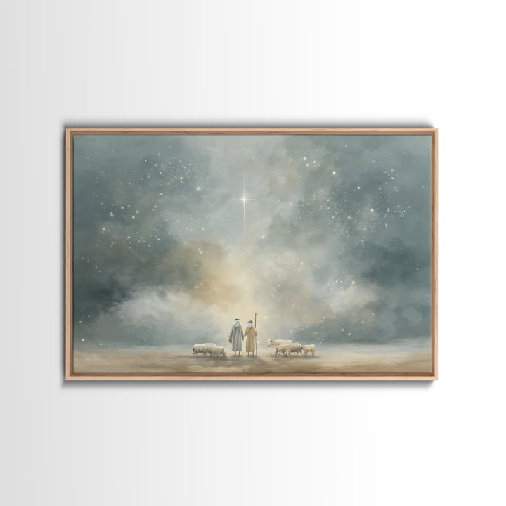 Night Of Wonder, Framed Canvas Print, Christian Christmas Art, Christian Wall Art, Christmas Art Prints, Moody Christmas Art, Christian Dec