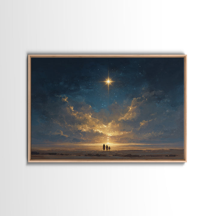 Desert Star Glow | Framed Canvas Print | Christian Christmas Art | Christmas Wall Art | Christian Wall Art | Christian Art Canvas | Christi