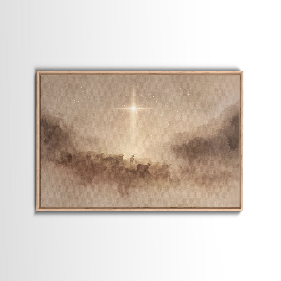 Star Of Mercy – Framed Canvas Print – Christian Christmas Art – Christian Wall Art – Christmas Art Prints – Christian Art Canvas – Moody Ch