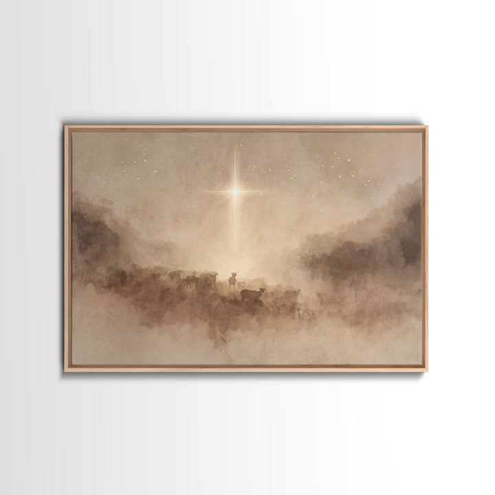 Star Of Mercy – Framed Canvas Print – Christian Christmas Art – Christian Wall Art – Christmas Art Prints – Christian Art Canvas – Moody Ch