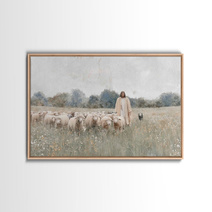 Still Meadow Grace – Framed Canvas Print – Christian Art Prints – Christian Wall Art – Jesus Painting – Christian Art Canvas – Christian Gi
