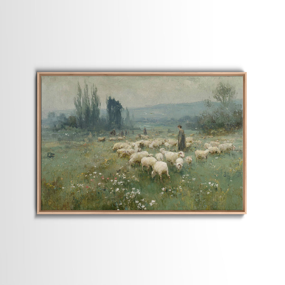 Leading Light Meadow, Framed Canvas Print, Jesus Painting, Christian Wall Art, Christian Art Canvas, Christian Art Print, Christian Gift Id