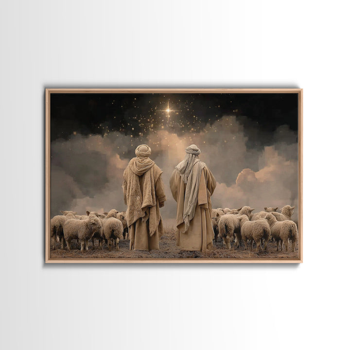 Shepherds Of Glory – Framed Canvas Print – Christian Christmas Art – Christian Art Canvas – Christian Wall Art – Christmas Wall Art – Chris