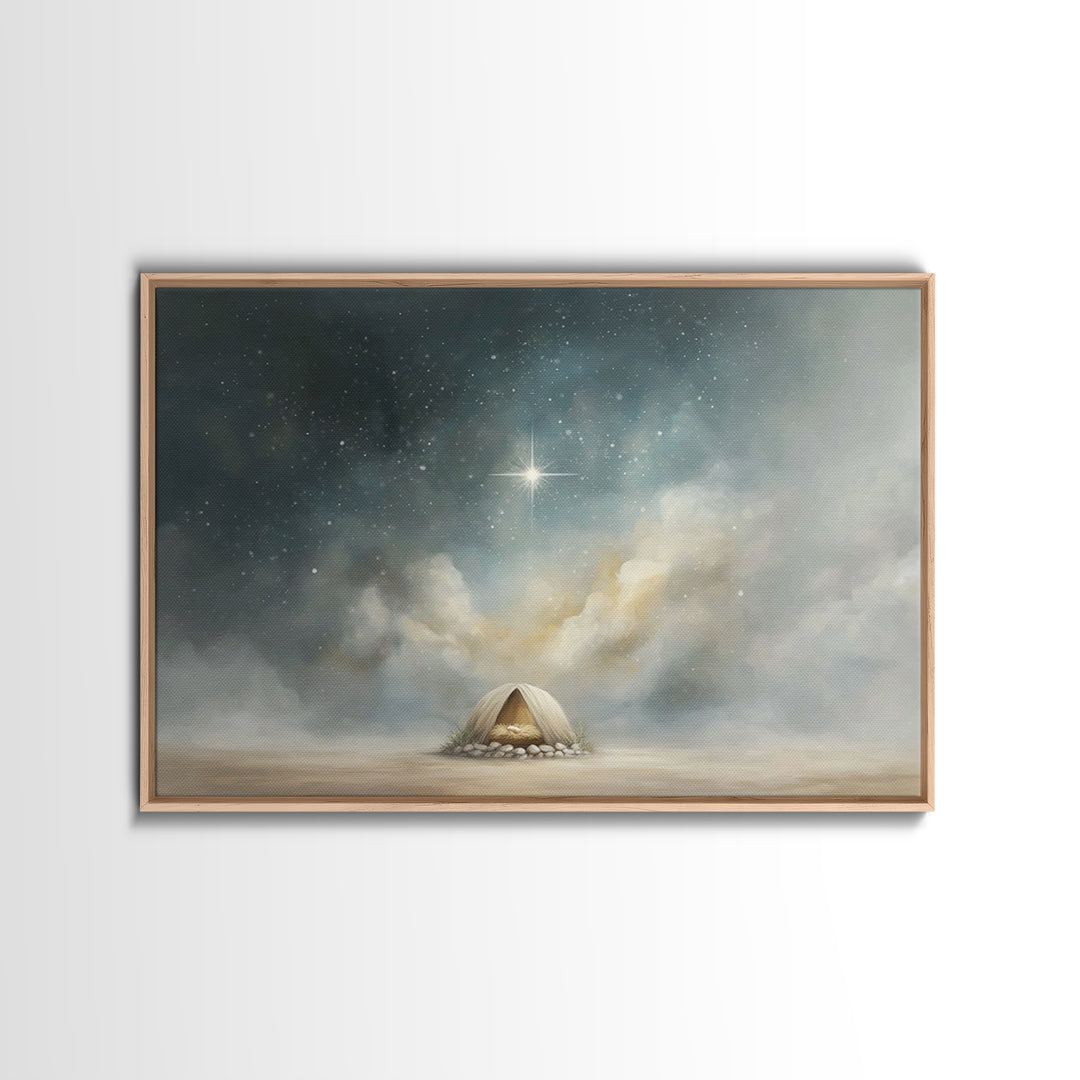 Warm Christmas Gathering – Framed Canvas Print – Christian Wall Art – Christian Art Canvas – Christmas Art – Christian Christmas Art – Jesu