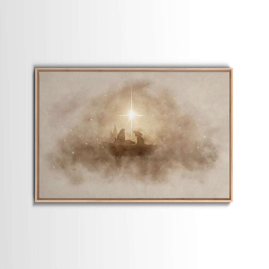 Holy Manger Light – Framed Canvas Print – Christian Wall Art – Christmas Art Prints – Christian Christmas Art – Modern Christian Art