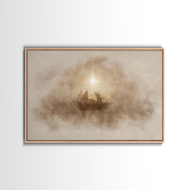 Holy Manger Light – Framed Canvas Print – Christian Wall Art – Christmas Art Prints – Christian Christmas Art – Modern Christian Art