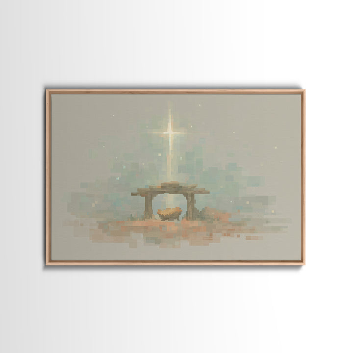 Starry Stable Hope – Framed Canvas Print – Christmas Canvas Wall Art – Christian Decorations – Christian Art Work – Christian Christmas Dec
