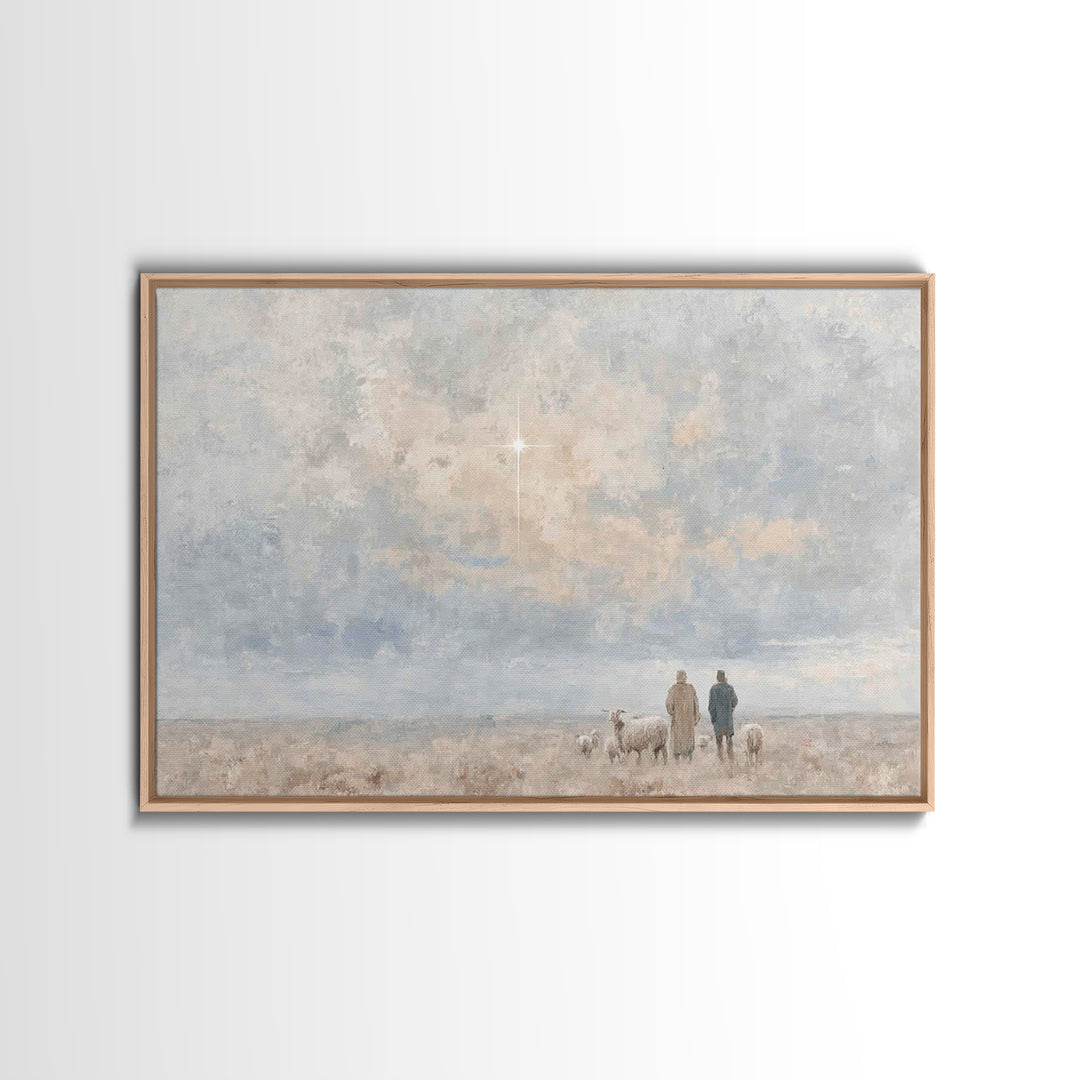 Star Of Hope – Framed Canvas Print – Christian Art Canvas – Christian Christmas Art – Christian Wall Art – Minimalist Christian Art