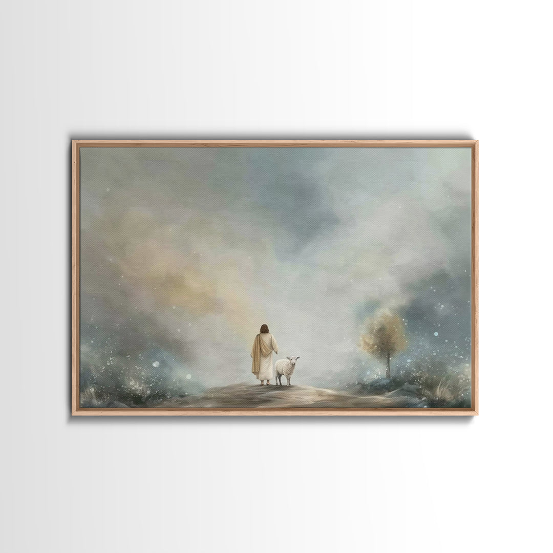 Shepherds Of Light – Framed Canvas Print – Christian Wall Art – Jesus Painting – Christian Art Canvas – Christian Decor – Christmas Art