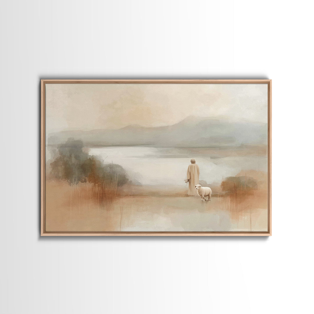 Quiet Pasture Grace, Framed Canvas Print, Christian Art Print, Jesus Painting Canvas, Subtle Christian Art, Christian Gift Ideas, Christmas