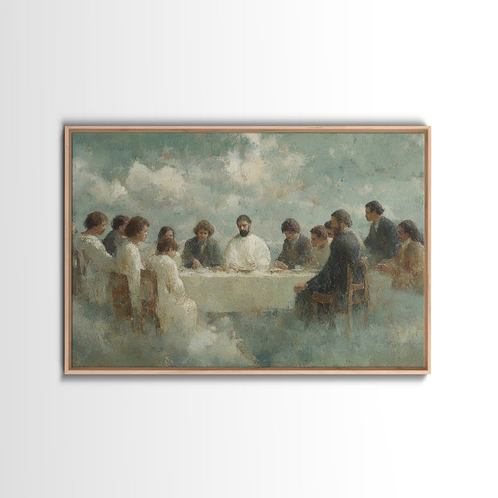 Heavenly Table Gathering – Framed Canvas Print – Christian Art Canvas – Modern Christian Painting – Jesus Wall Art – Christian Decorations