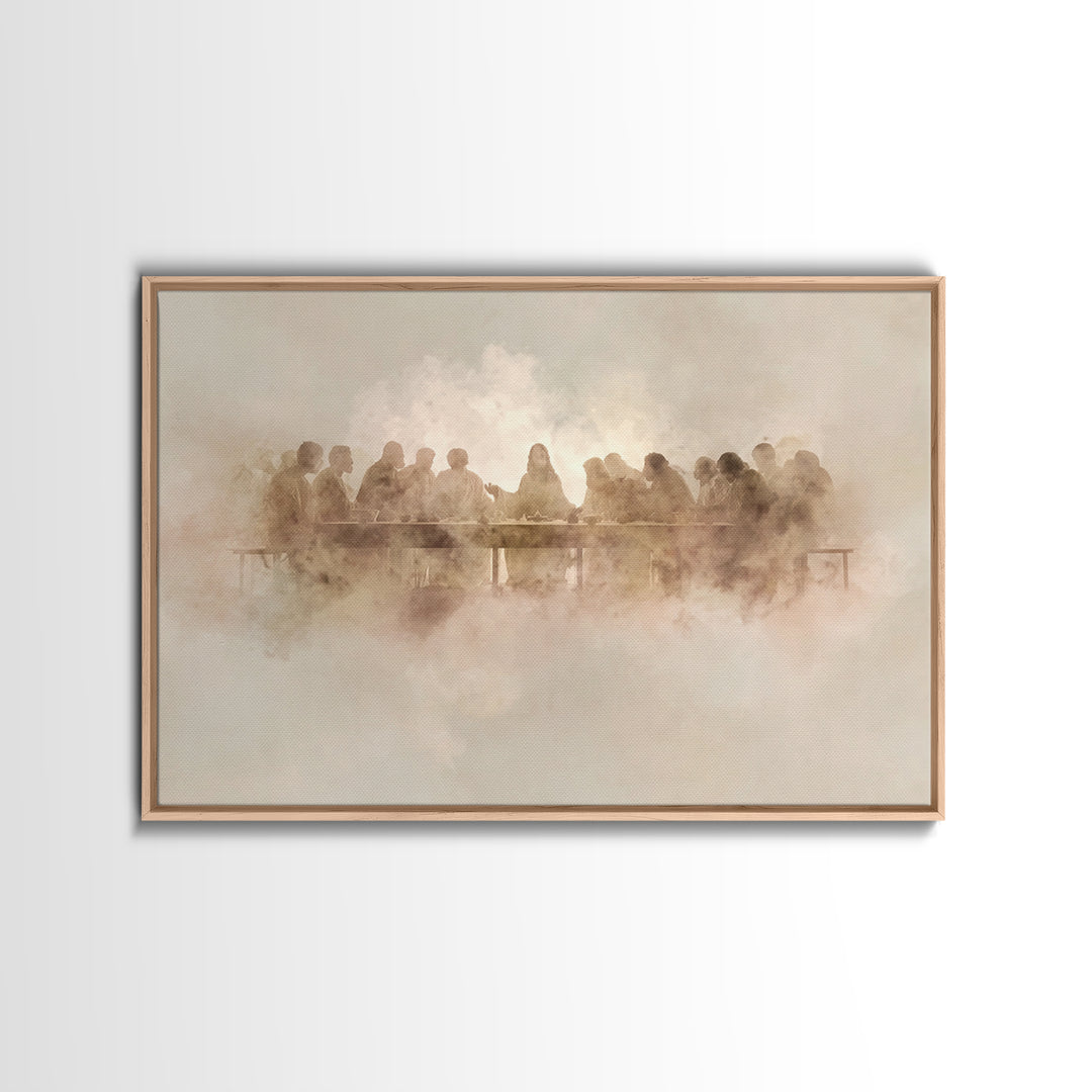 Divine Night Gathering, Framed Canvas Print, Christian Wall Art, Jesus Painting, Christian Christmas Art, Framed Christmas Art, Christian A