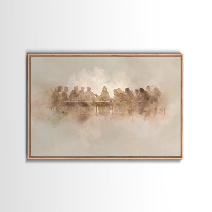Divine Night Gathering, Framed Canvas Print, Christian Wall Art, Jesus Painting, Christian Christmas Art, Framed Christmas Art, Christian A