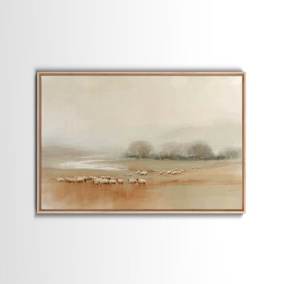 Shepherds In Stillness | Framed Canvas Print | Christian Art Print | Christian Wall Art | Subtle Christian Paintings | Christian Decor | Mo