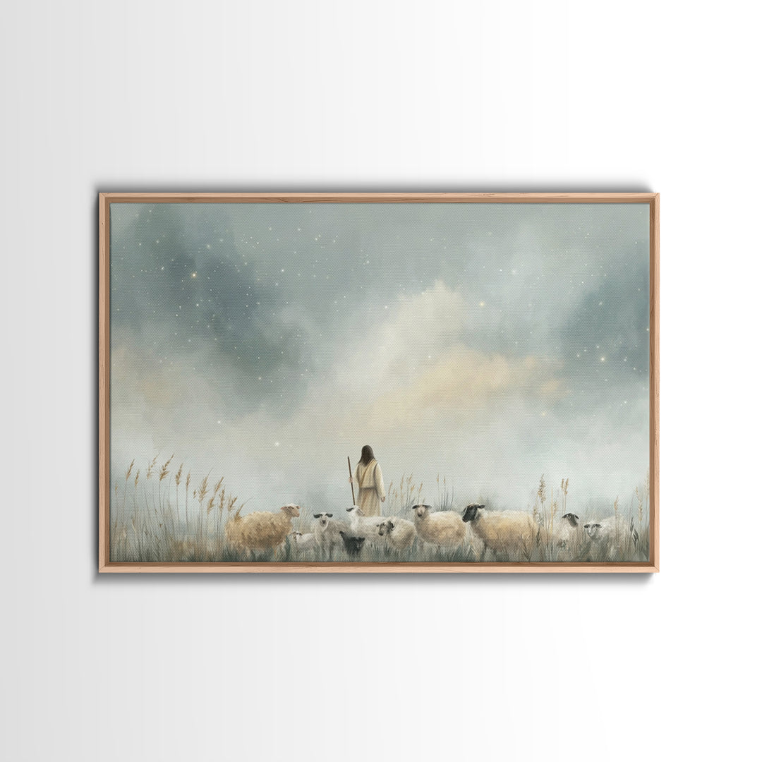 Stars Of The Shepherd, Framed Canvas Print, Jesus Art Print, Christian Wall Art, Christian Art Canvas, Christmas Art, Christian Christmas D