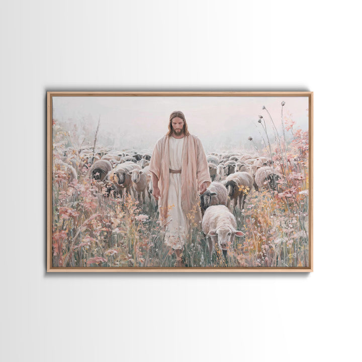 Blossoms Of The Shepherd | Framed Canvas Print | Christian Art Canvas | Jesus Painting | Christian Wall Art | Unique Christian Art | Christ