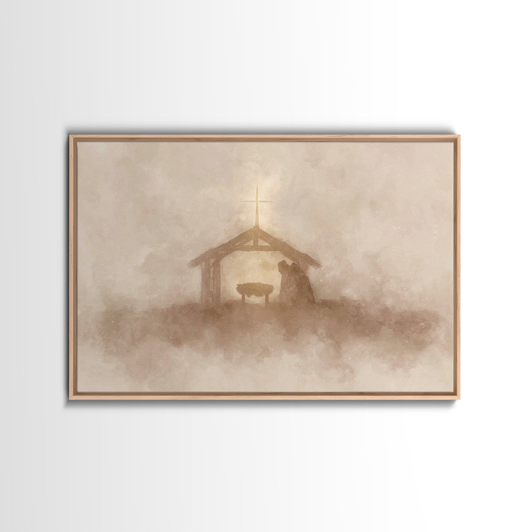 Silent Nativity – Framed Canvas Print – Christian Art Canvas – Christian Wall Art – Christmas Art – Jesus Christmas Art – Christian Gift Id