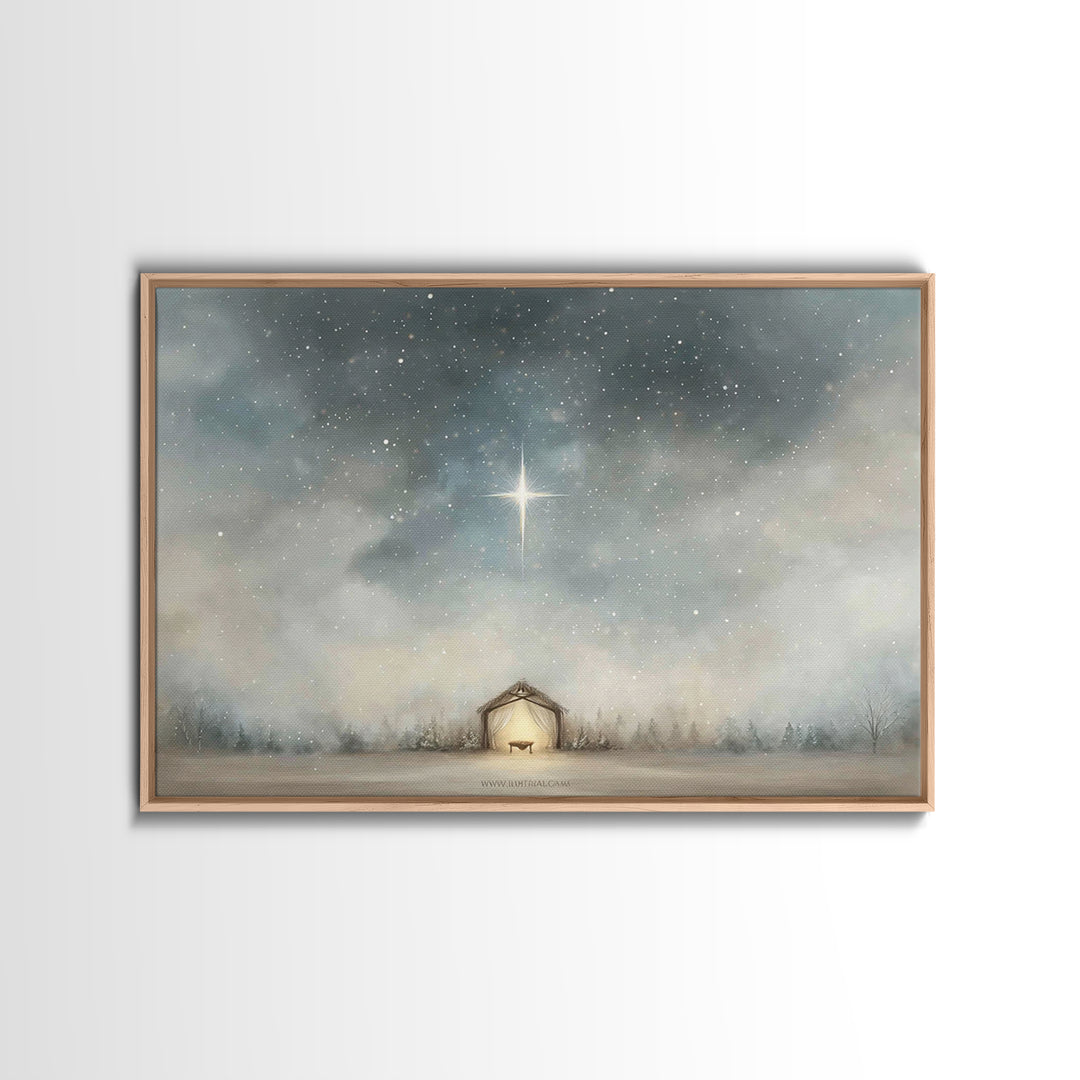 Star of Peace, Framed Canvas Print, Christian Art Canvas, Christian Wall Art, Jesus Christmas Art, Christmas Art Prints, Christian Christma