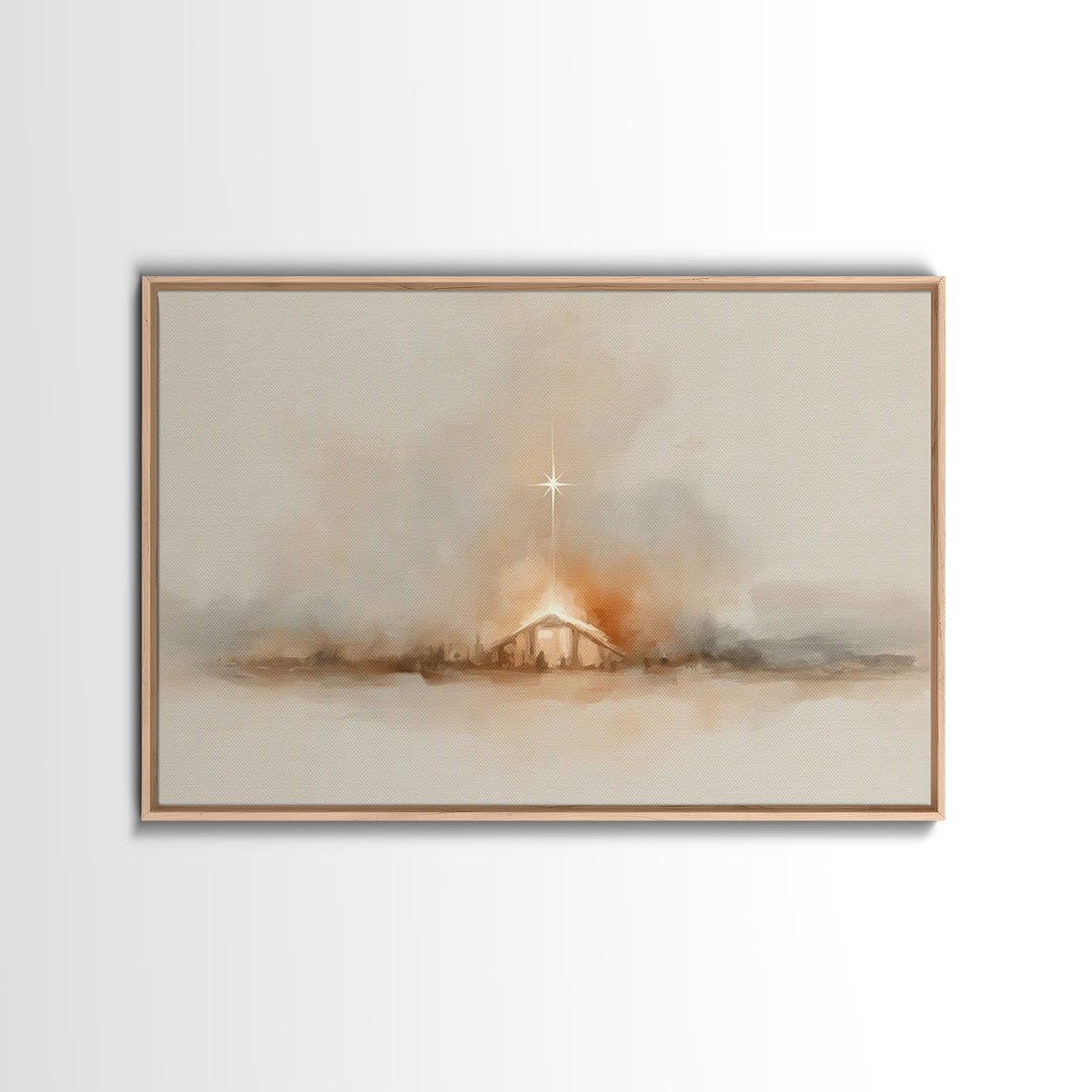 Heavenly Night – Framed Canvas Print – Christian Wall Art – Christmas Art – Christian Art Canvas – Jesus Christmas Art – Christian Gift