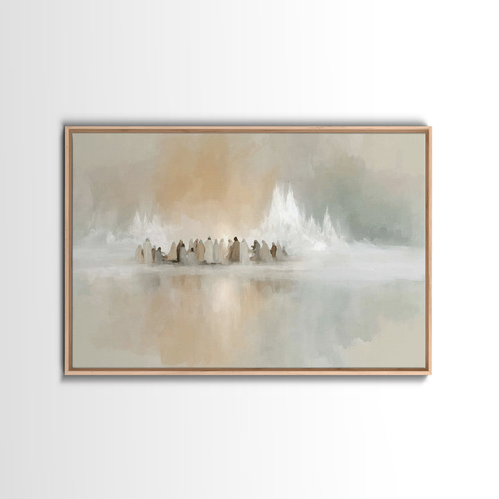 Gathered In Light | Framed Canvas Print | Christian Art Canvas | Christmas Art | Christian Wall Art | Jesus Christmas Art | Christian Decor