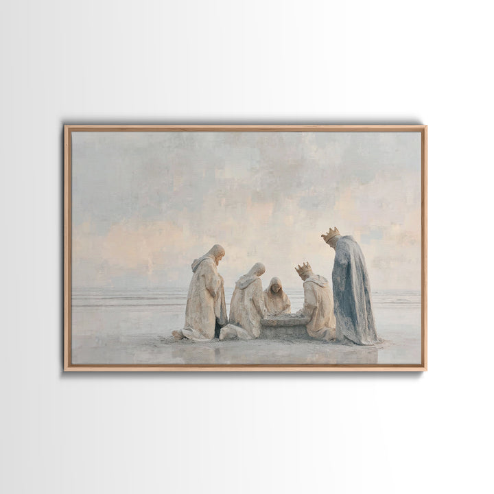 Quiet Devotion – Framed Canvas Print – Christian Wall Art – Christian Art Canvas – Christmas Art – Jesus Christmas Art – Christian Christma