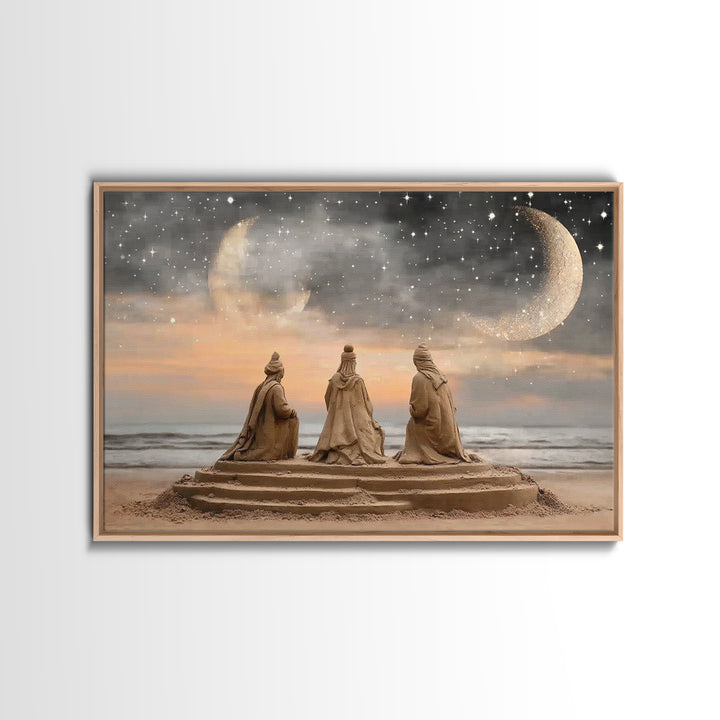 Moonlit Journey | Framed Canvas Print | Christian Wall Art | Jesus Christmas Art | Christian Art Canvas | Christmas Art | Christian Gift Id