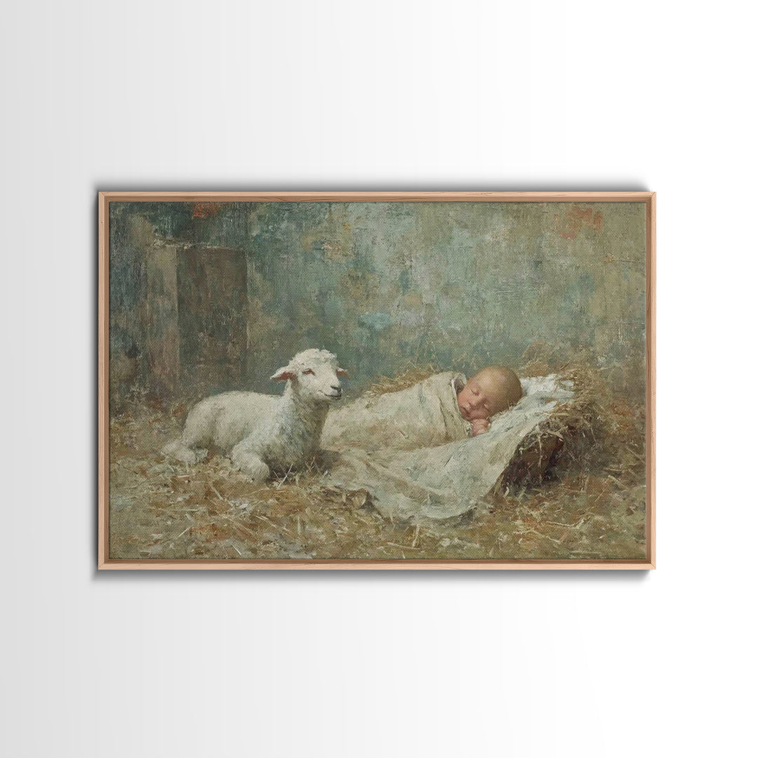 Holy Night Peace – Framed Canvas Print – Jesus Painting – Christian Wall Art – Christian Art Canvas – Christian Art – Christmas Wall Art