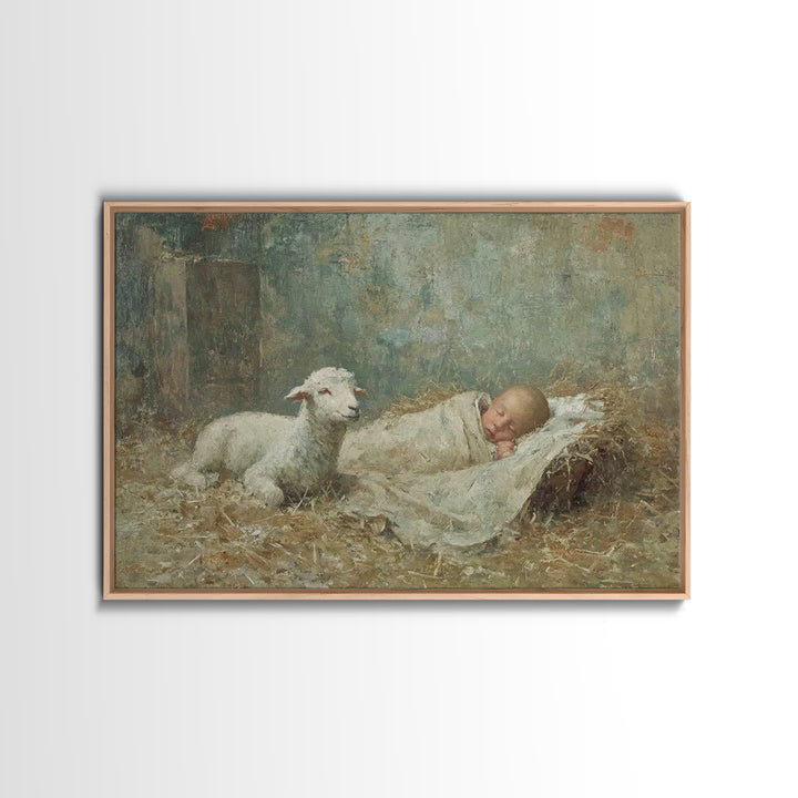Holy Night Peace – Framed Canvas Print – Jesus Painting – Christian Wall Art – Christian Art Canvas – Christian Art – Christmas Wall Art