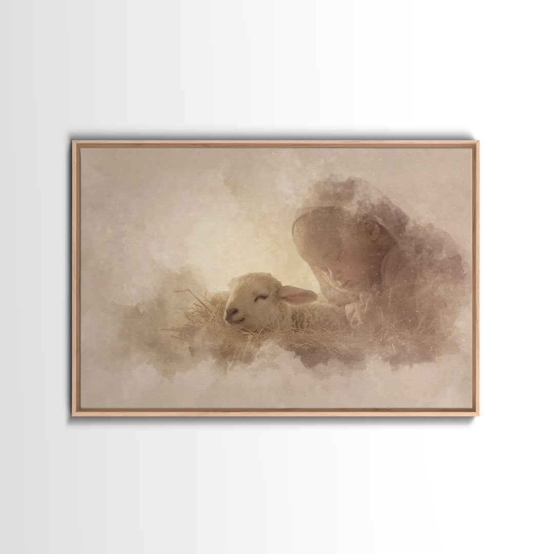 Divine Innocence – Framed Canvas Print – Christian Wall Art – Jesus Painting – Christian Art – Christmas Wall Art – Christian Art Canvas