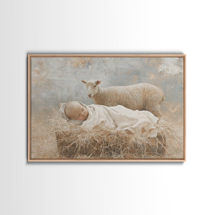 Lamb of Light – Framed Canvas Print – Christian Art – Christmas Wall Art – Christian Art Canvas – Christian Wall Art – Jesus Painting