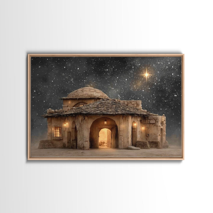 Bethlehem Night – Framed Canvas Print – Christian Art Canvas – Christmas Wall Art – Christian Christmas Art – Modern Christian Art