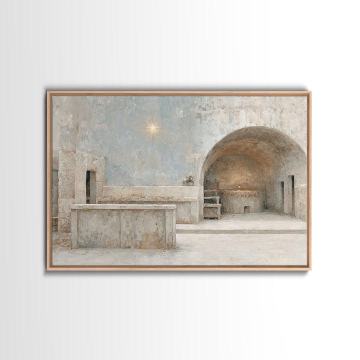 Star of Hope – Framed Canvas Print – Christian Wall Art – Christmas Art – Christian Art Canvas – Vintage Christmas Art