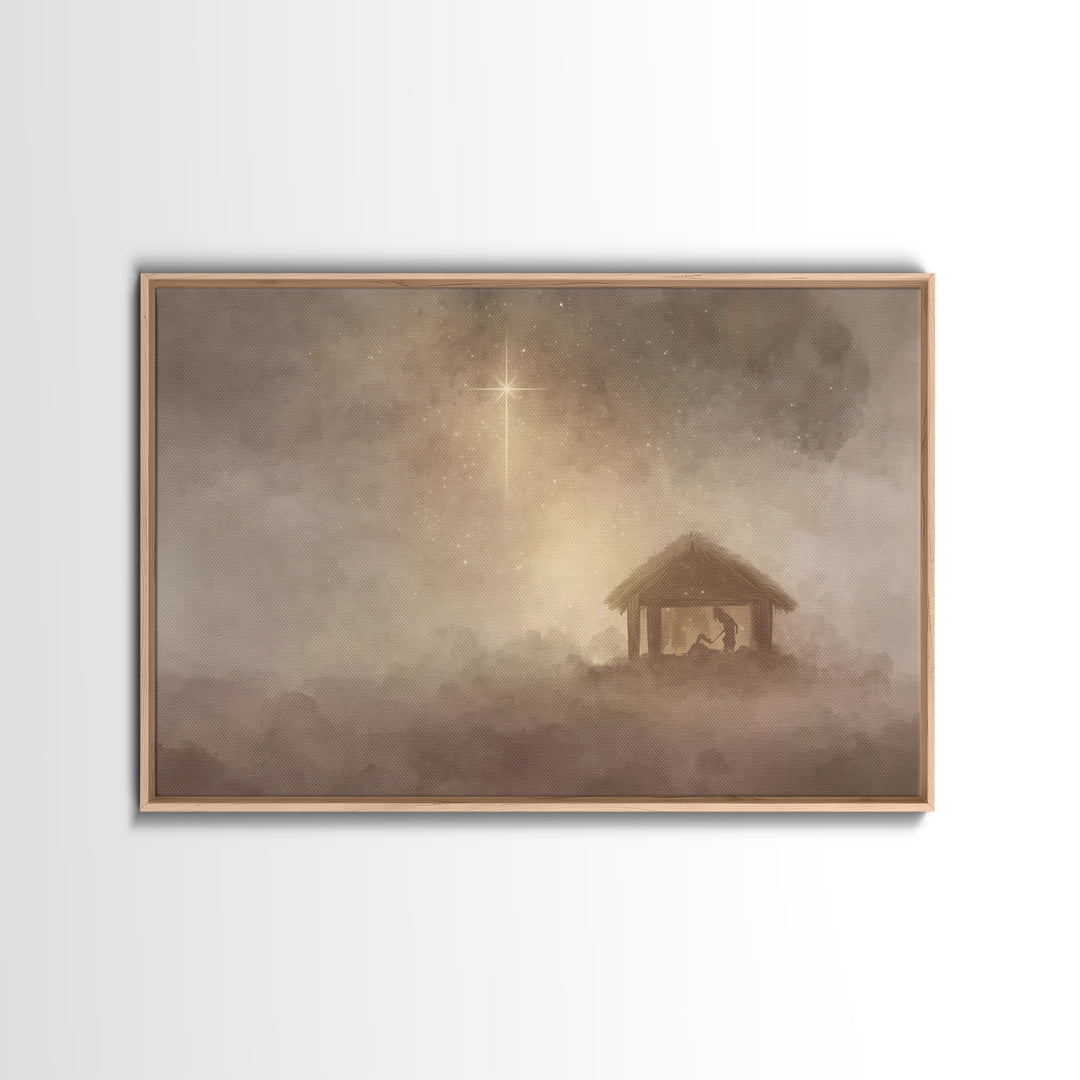 Silent Nativity – Framed Canvas Print – Christian Christmas Art – Christian Art Canvas – Christmas Wall Art – Christian Wall Art